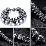 Stainless Steel Skull Links Chain Bracelet