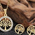 Stainless Steel Tree of Life Necklace and Earrings Set