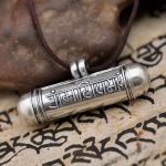 Tibetan 6 Syllable Mantra 925 Sterling Silver Prayer Box Pendant Necklace