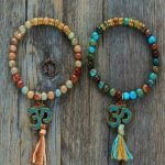 Tibetan Om Natural Jasper Mala Bracelet