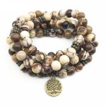 Tree of Life Healing 108 Zebra Jasper Mala Beads