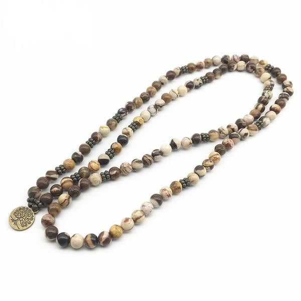Tree of Life Healing 108 Zebra Jasper Mala Beads - Image 3