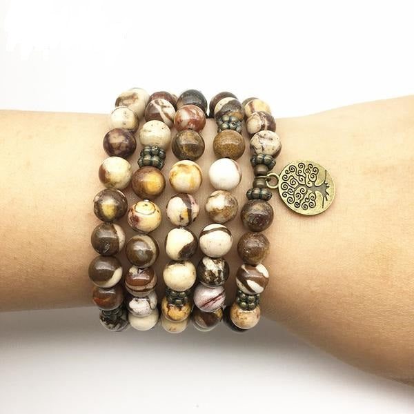 Tree of Life Healing 108 Zebra Jasper Mala Beads - Image 4