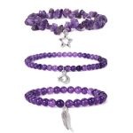 Trio of Healing Amethyst Bracelet Set