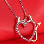 Two Tone Gold and Silver Plated Devil Sweetheart Pendant Necklace