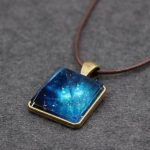 Vintage Luminous Starry Sky Crystal Pyramid Pendant Necklace